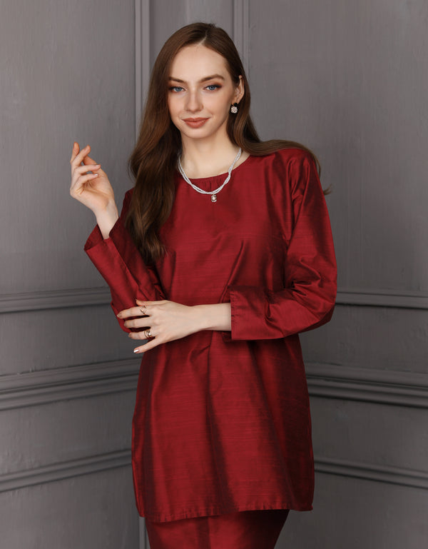 BAJU KURUNG PAHANG MODEN JENNA (BLOOD RED)